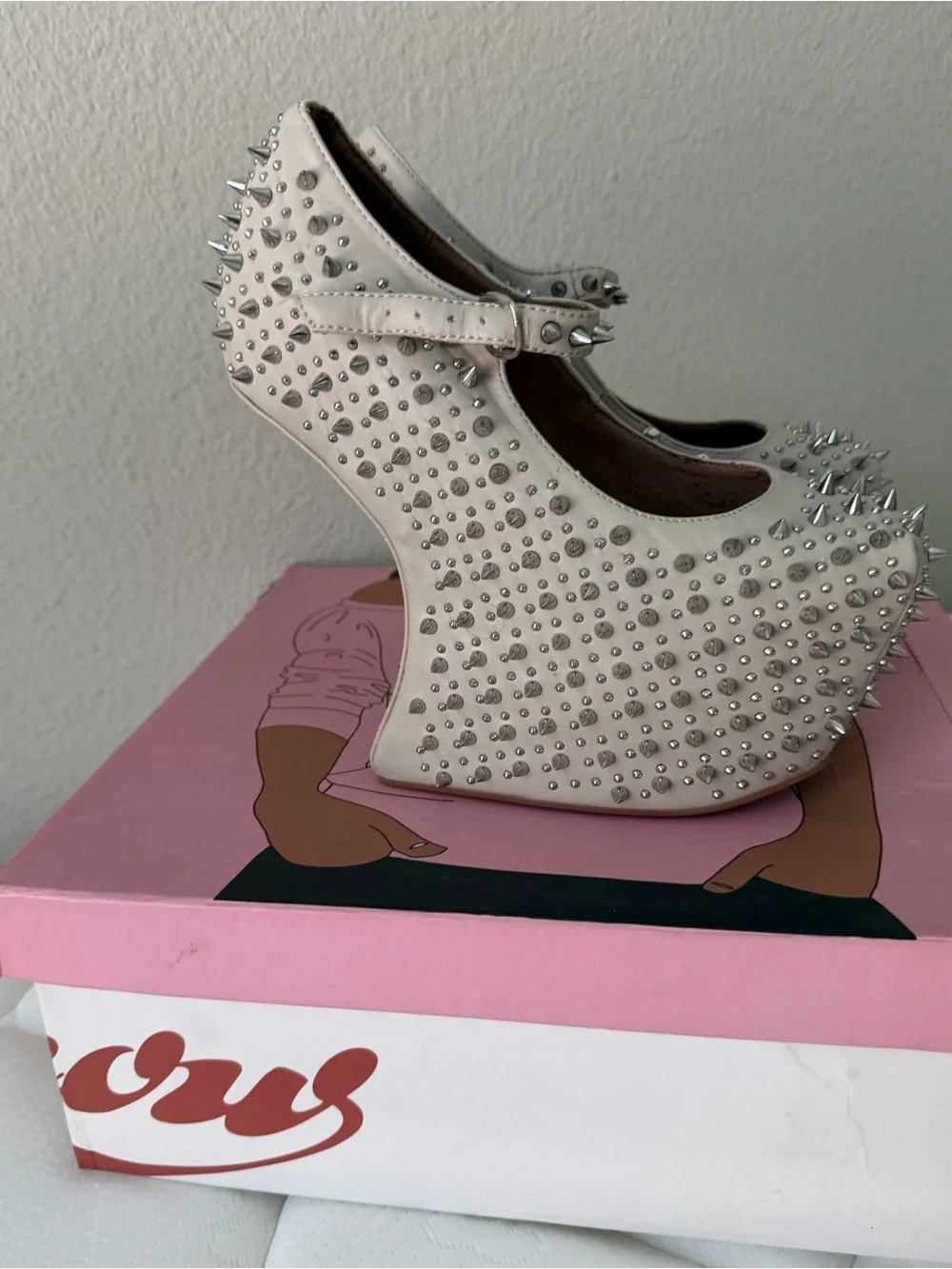 Jeffrey Campbell Silver Spike Mary Jane Platforms